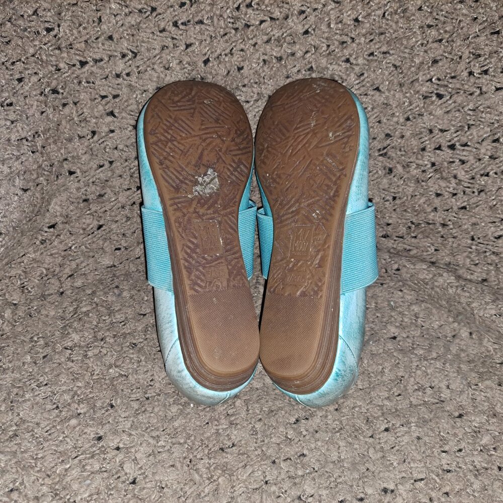 MIZ MOOZ-Pale Distressed Aqua Leather Ballet Flats-Elastic Strap-Sz 7-Excellent - Picture 8 of 8